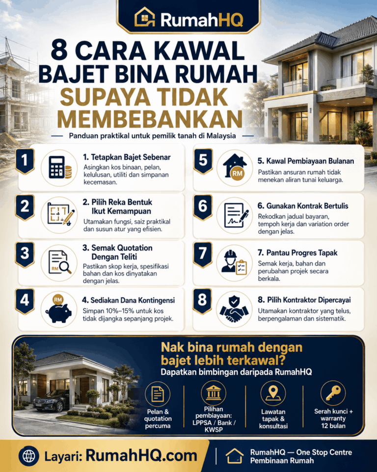 Jangan Sampai Rumah Siap Tapi Poket Sesak: 8 Cara Kawal Bajet Bina Rumah Supaya Tidak Membebankan | RumahHQ 1 Jangan Sampai Rumah Siap Tapi Poket Sesak 8 Cara Kawal Bajet Bina Rumah Supaya Tidak Membebankan